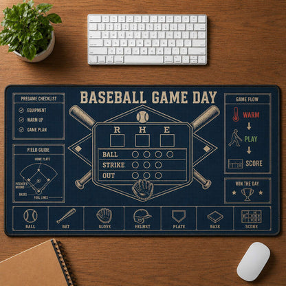 Baseball Game Day Blueprint Desk Mat | 5To9Vibe