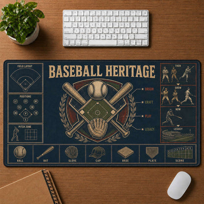 Baseball Heritage Blueprint Desk Mat | 5To9Vibe