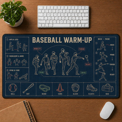 Baseball Warm-Up Blueprint Desk Mat | 5To9Vibe