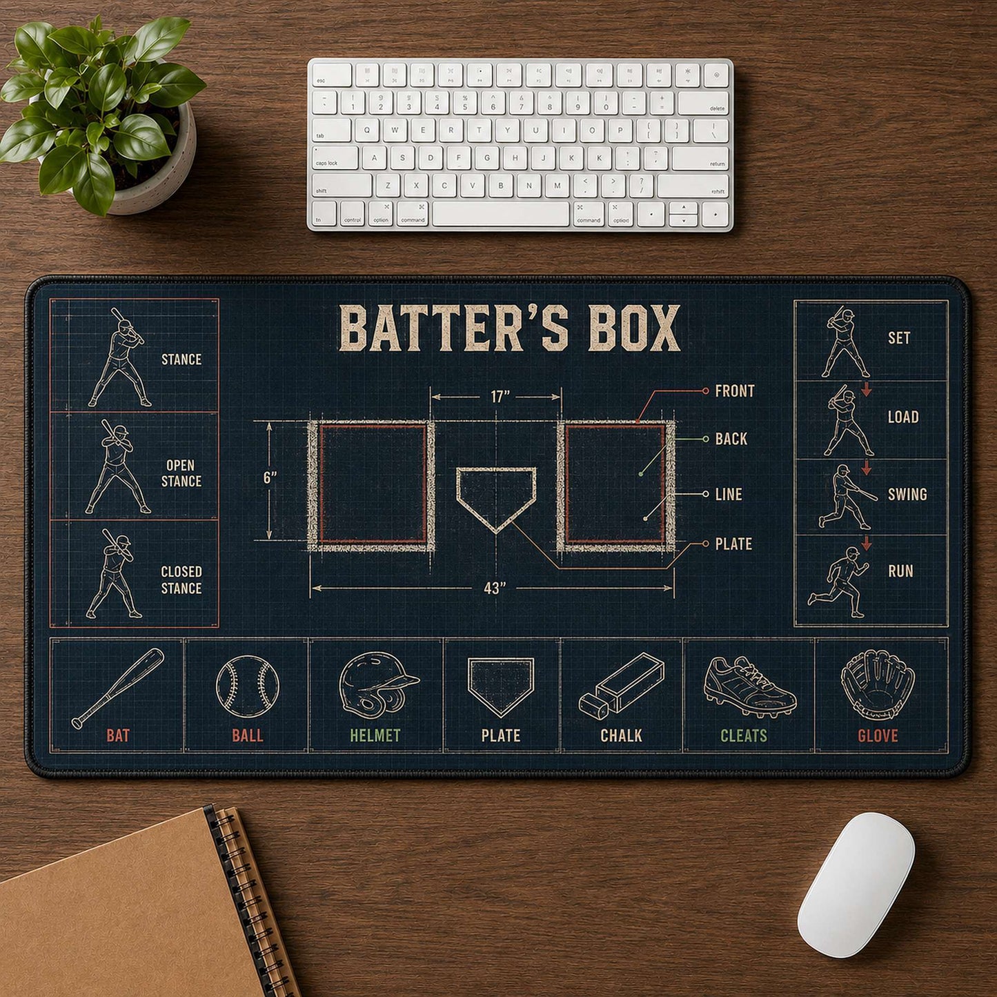 Batter's Box Blueprint Desk Mat | 5To9Vibe