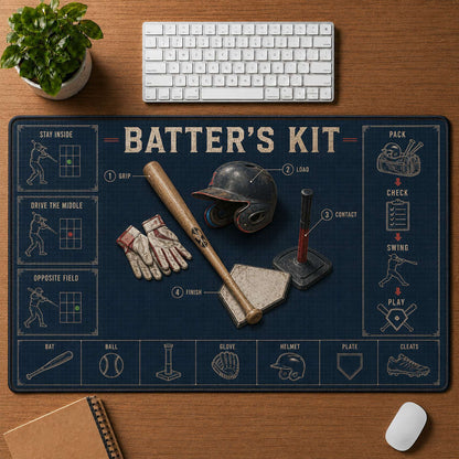 Batter's Kit Blueprint Desk Mat | 5To9Vibe