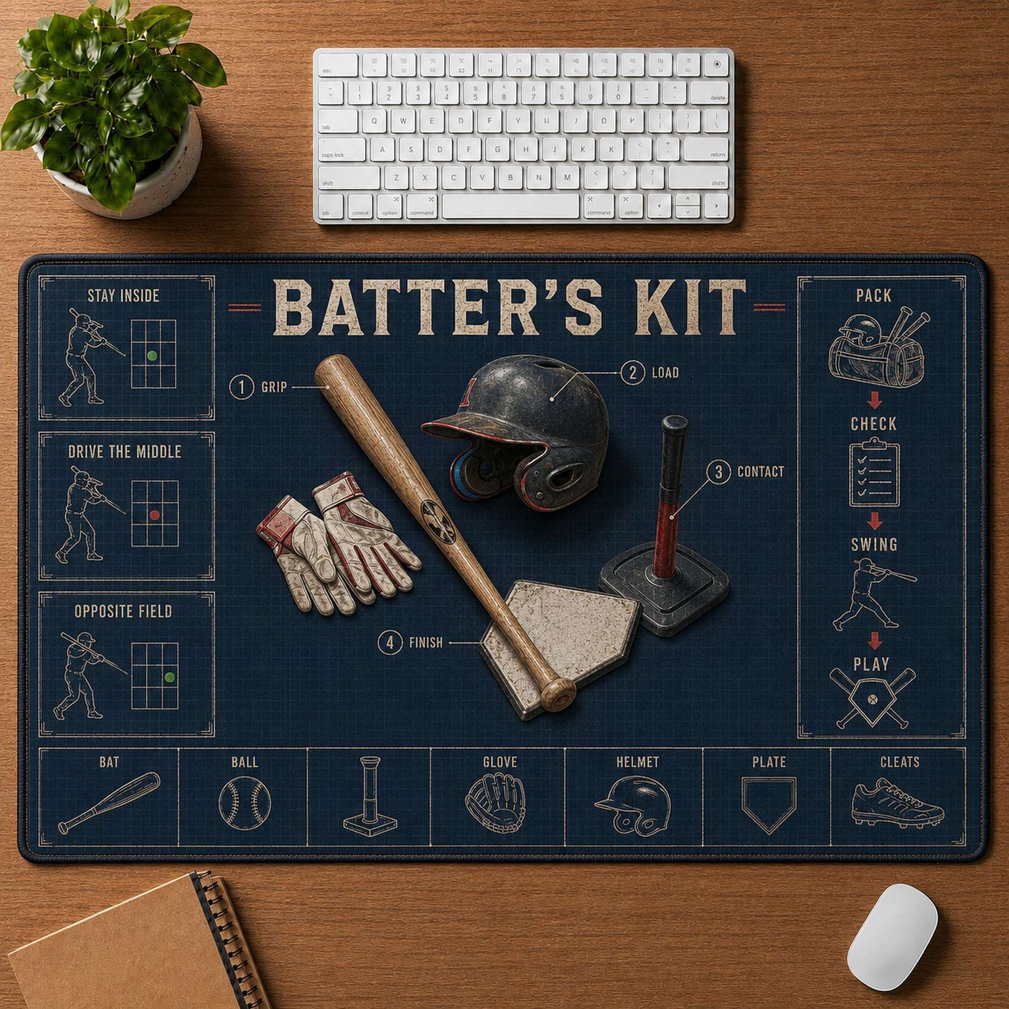 Batter's Kit Blueprint Desk Mat | 5To9Vibe