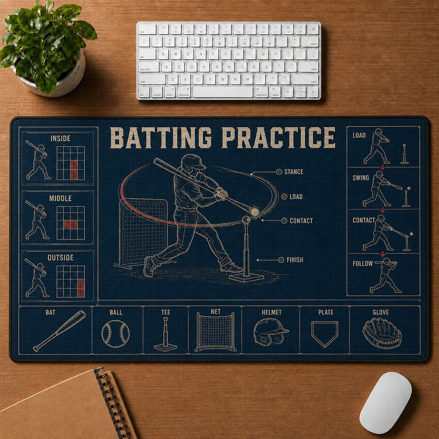 Batting Practice Blueprint Desk Mat | 5To9Vibe