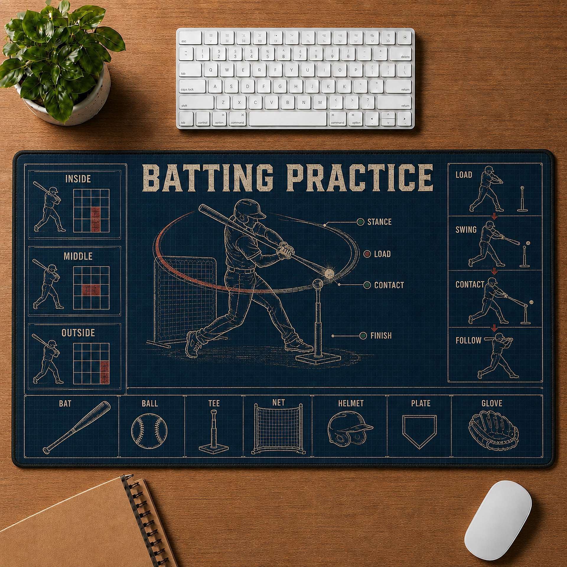Batting Practice Blueprint Desk Mat | 5To9Vibe