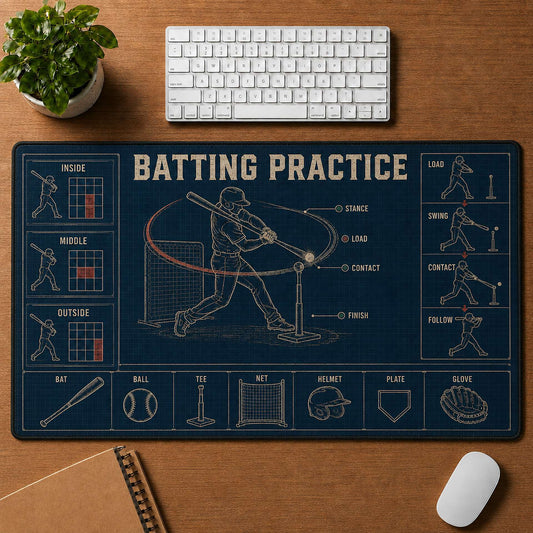 Batting Practice Blueprint Desk Mat | 5To9Vibe