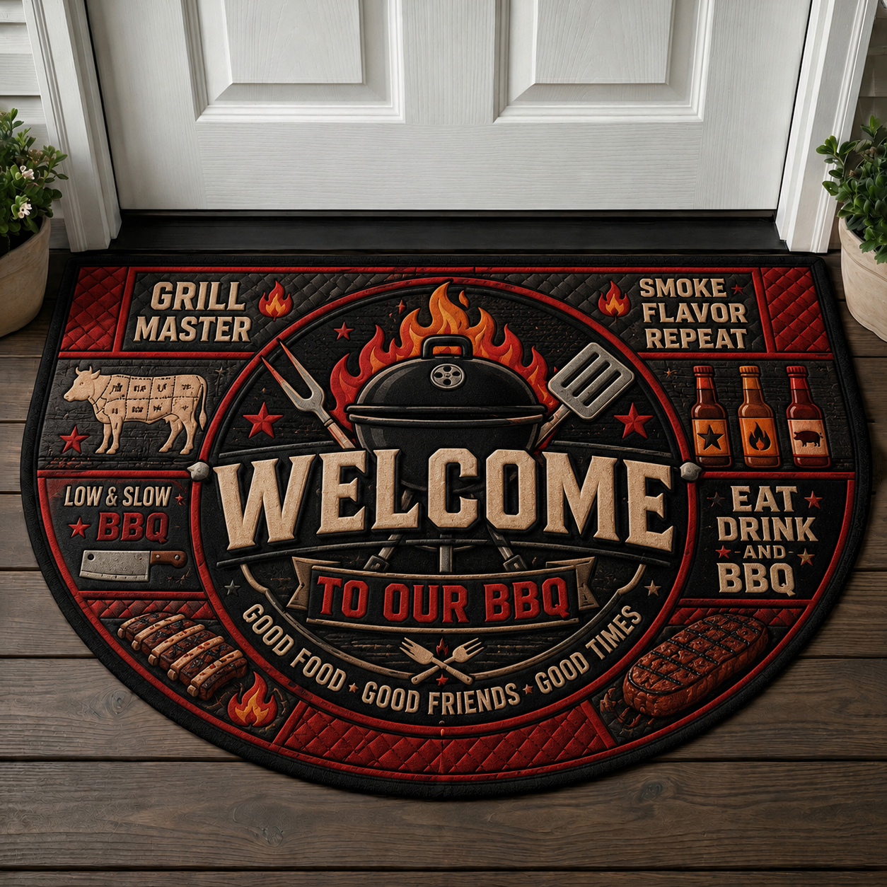 Uncork And Unwind Wine Doormat - Red Wine Glass Vineyard Welcome Mat - 5to9vibe