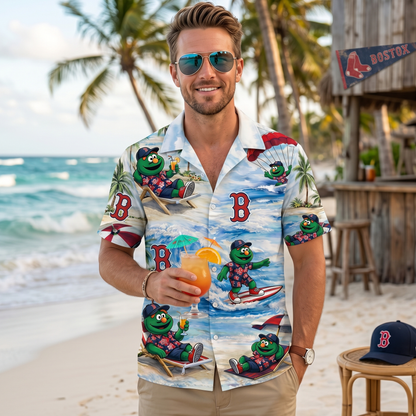 Camisa Hawaiana Unisex BRS Baseball Mascot Beach Viber con Botones para Hombres y Mujeres