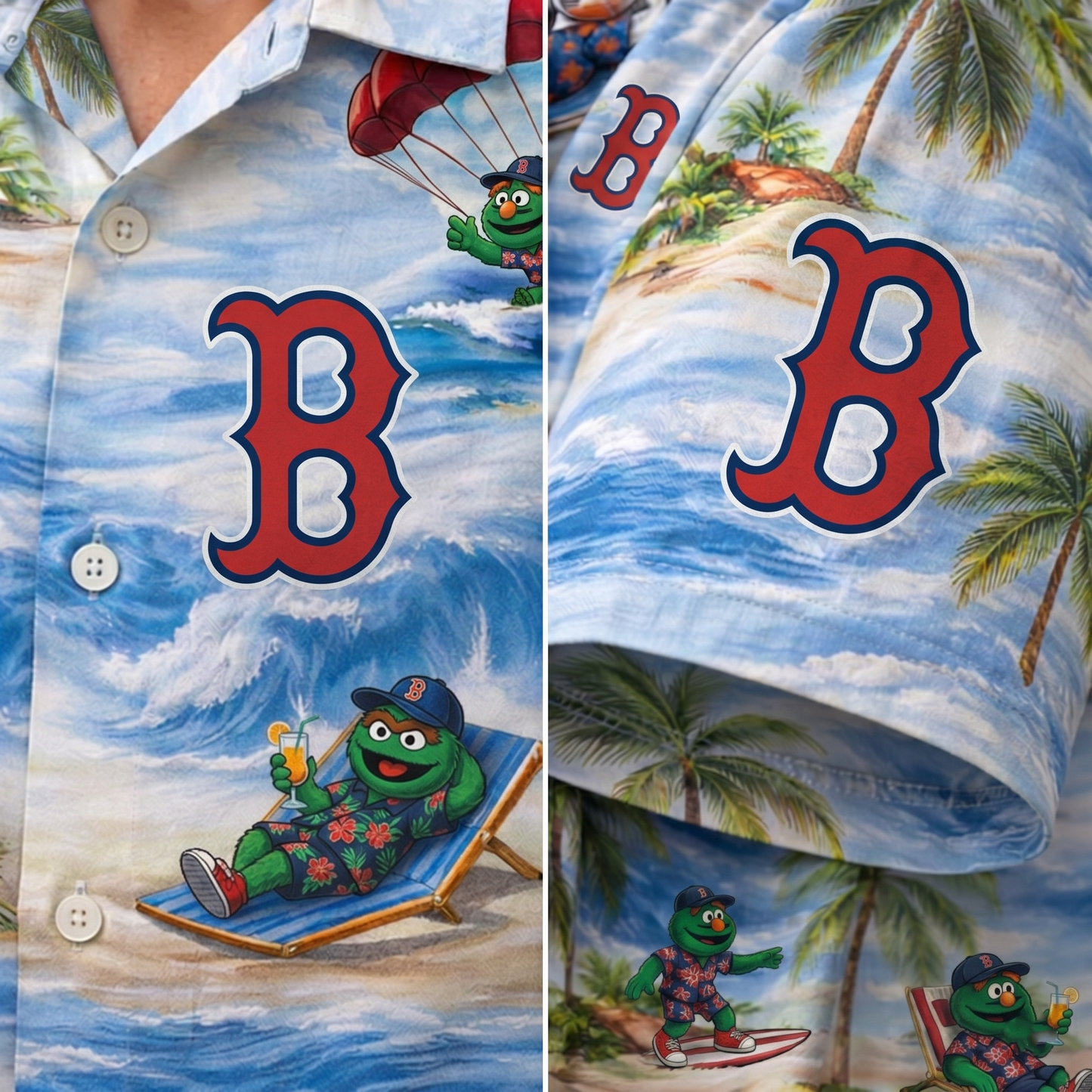 Camisa Hawaiana Unisex BRS Baseball Mascot Beach Viber con Botones para Hombres y Mujeres