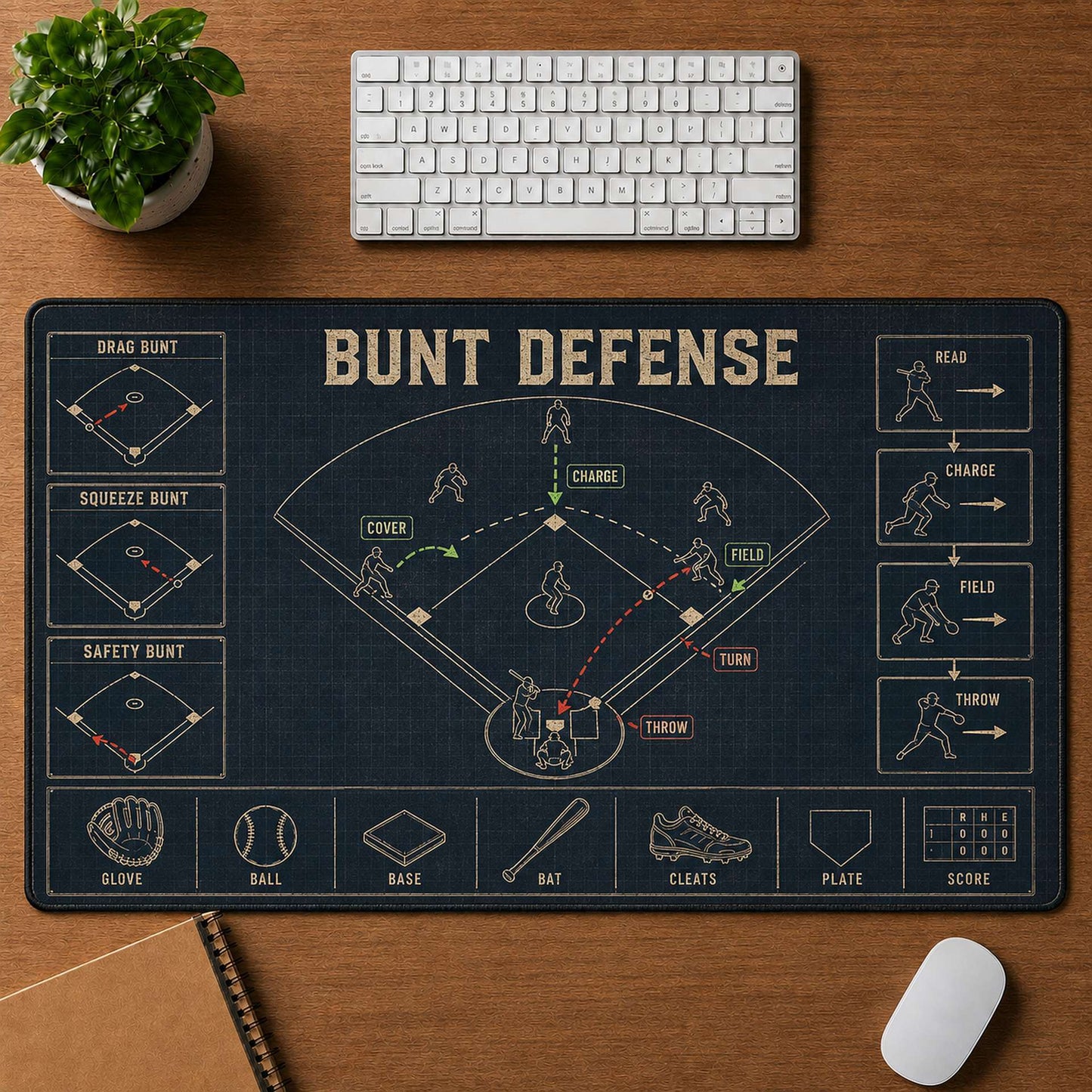Bunt Defense Blueprint Desk Mat | 5To9Vibe