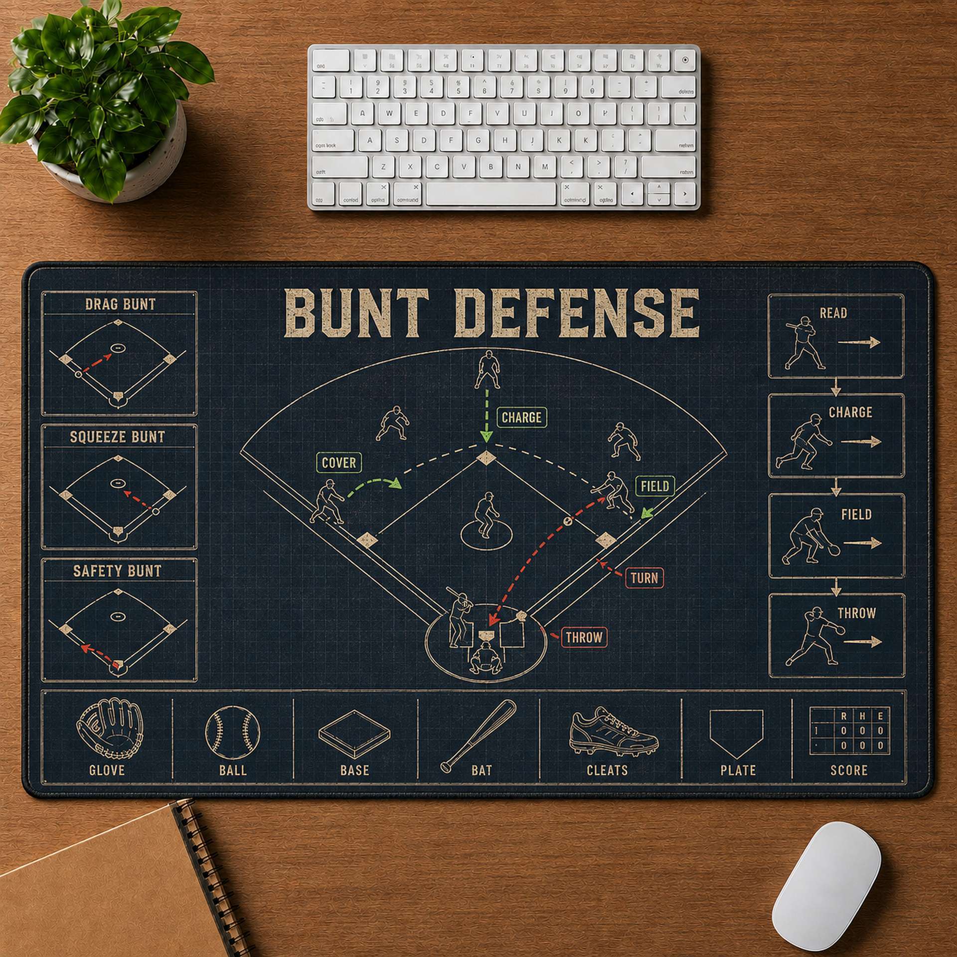 Bunt Defense Blueprint Desk Mat | 5To9Vibe