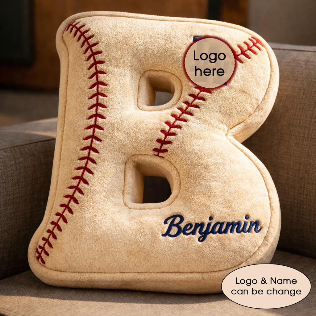 Baseball Pillow Custom Name & Logo Gift For Kids, Friends, Family Irregular-Shaped Pillow Custom-Shaped Pillow-5TO9VIBE