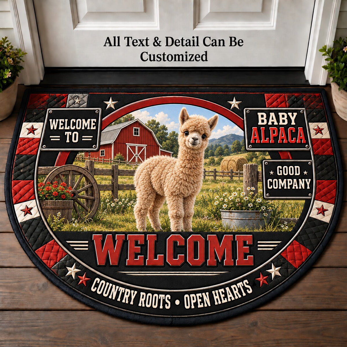 Baby Alpaca Personalized Half Round Mat | 5To9Vibe