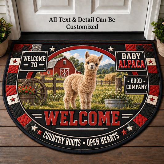 Baby Alpaca Personalized Half Round Mat | 5To9Vibe