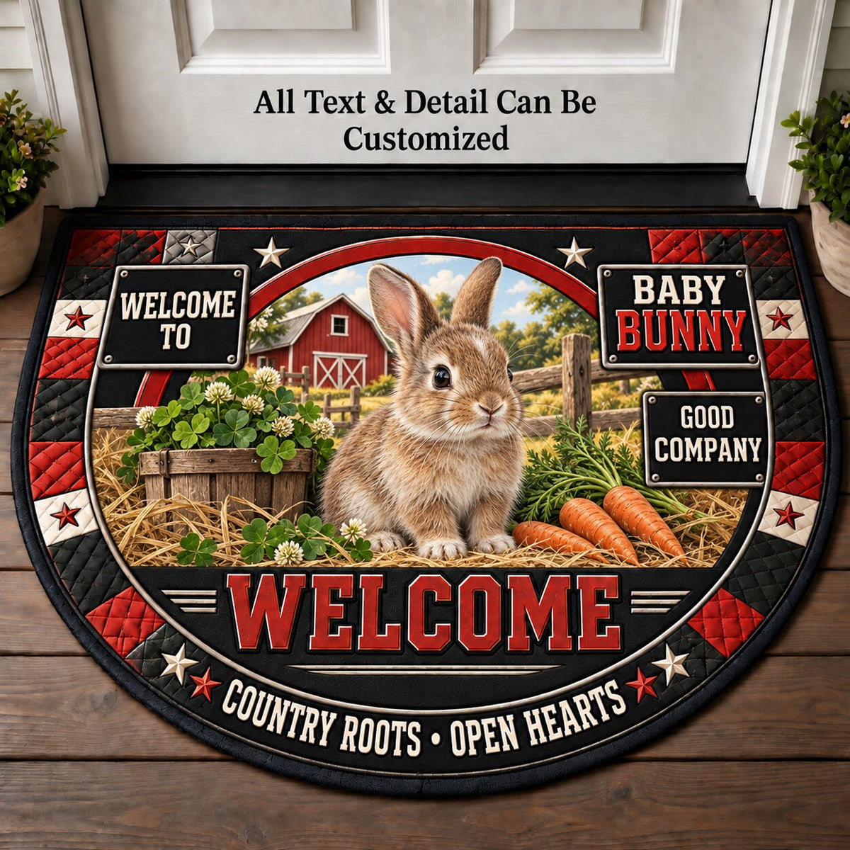 Baby Bunny Personalized Half Round Mat | 5To9Vibe