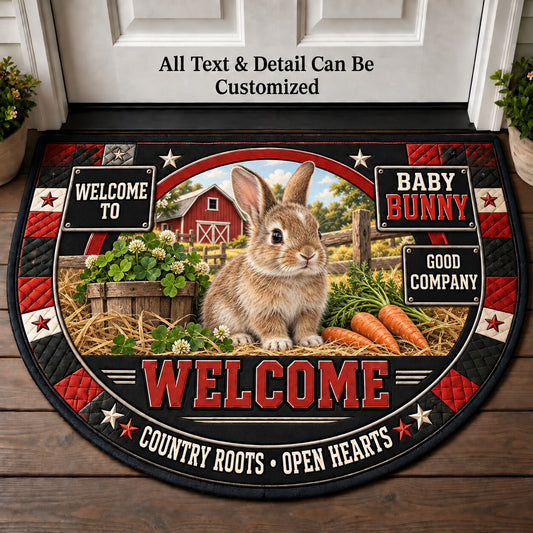 Baby Bunny Personalized Half Round Mat | 5To9Vibe