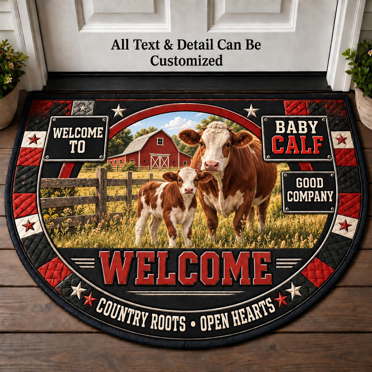 Baby Calf Personalized Half Round Mat | 5To9Vibe