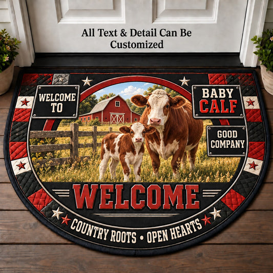 Baby Calf Personalized Half Round Mat | 5To9Vibe
