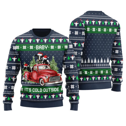 Baby Its Cold Outside Funny Cow Ugly Christmas Sweater