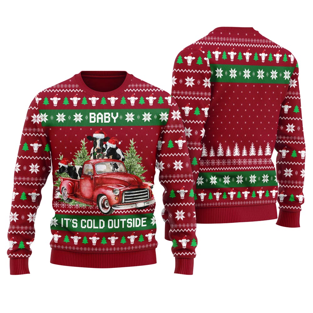 Baby Its Cold Outside Funny Cow Ugly Christmas Sweater