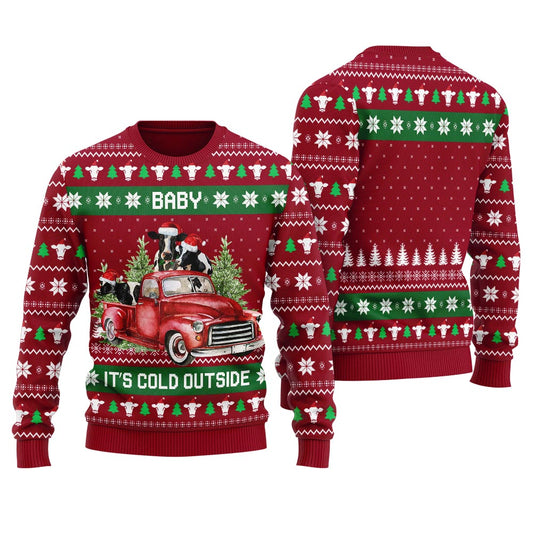 Baby Its Cold Outside Funny Cow Ugly Christmas Sweater