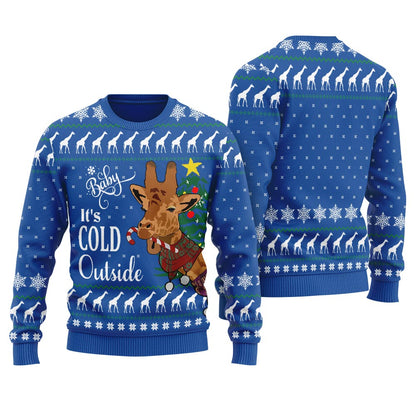 Baby Its Cold Outside Giraffe Ugly Christmas Sweater For Men
