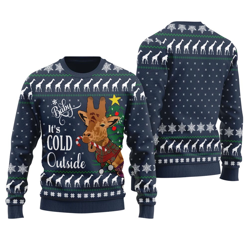 Baby Its Cold Outside Giraffe Ugly Christmas Sweater For Men