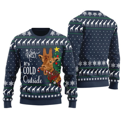 Baby Its Cold Outside Giraffe Ugly Christmas Sweater For Men