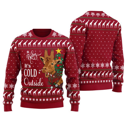 Baby Its Cold Outside Giraffe Women Christmas Sweater