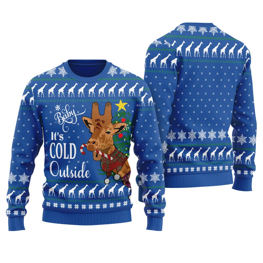 Baby Its Cold Outside Giraffe Women Christmas Sweater