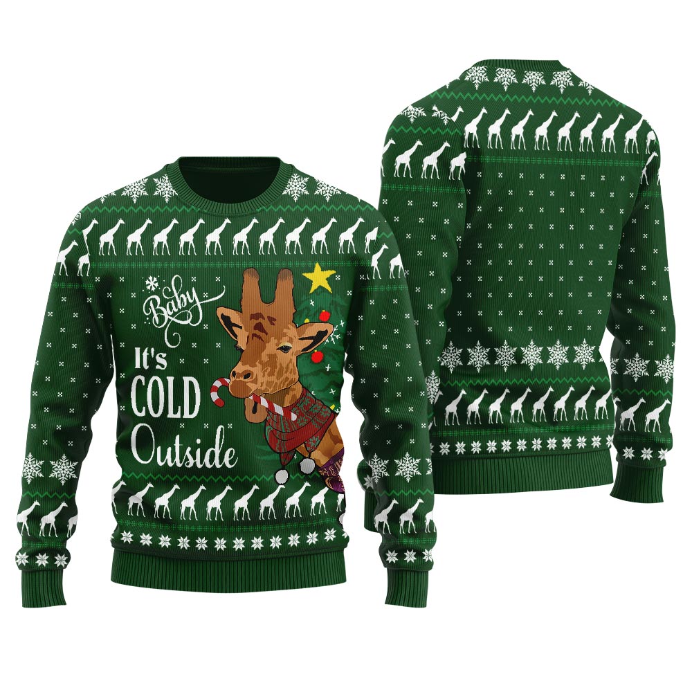 Baby Its Cold Outside Giraffe Women Christmas Sweater