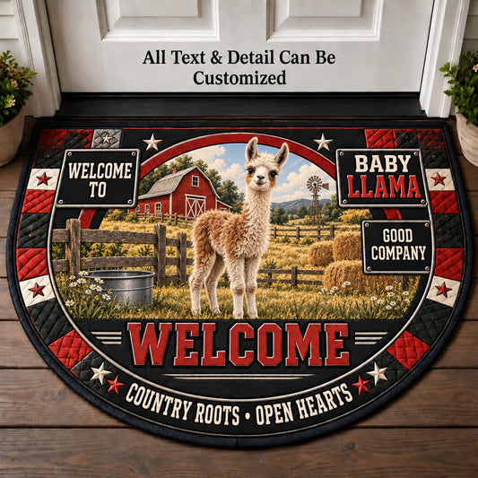 Baby Llama Personalized Half Round Mat | 5To9Vibe