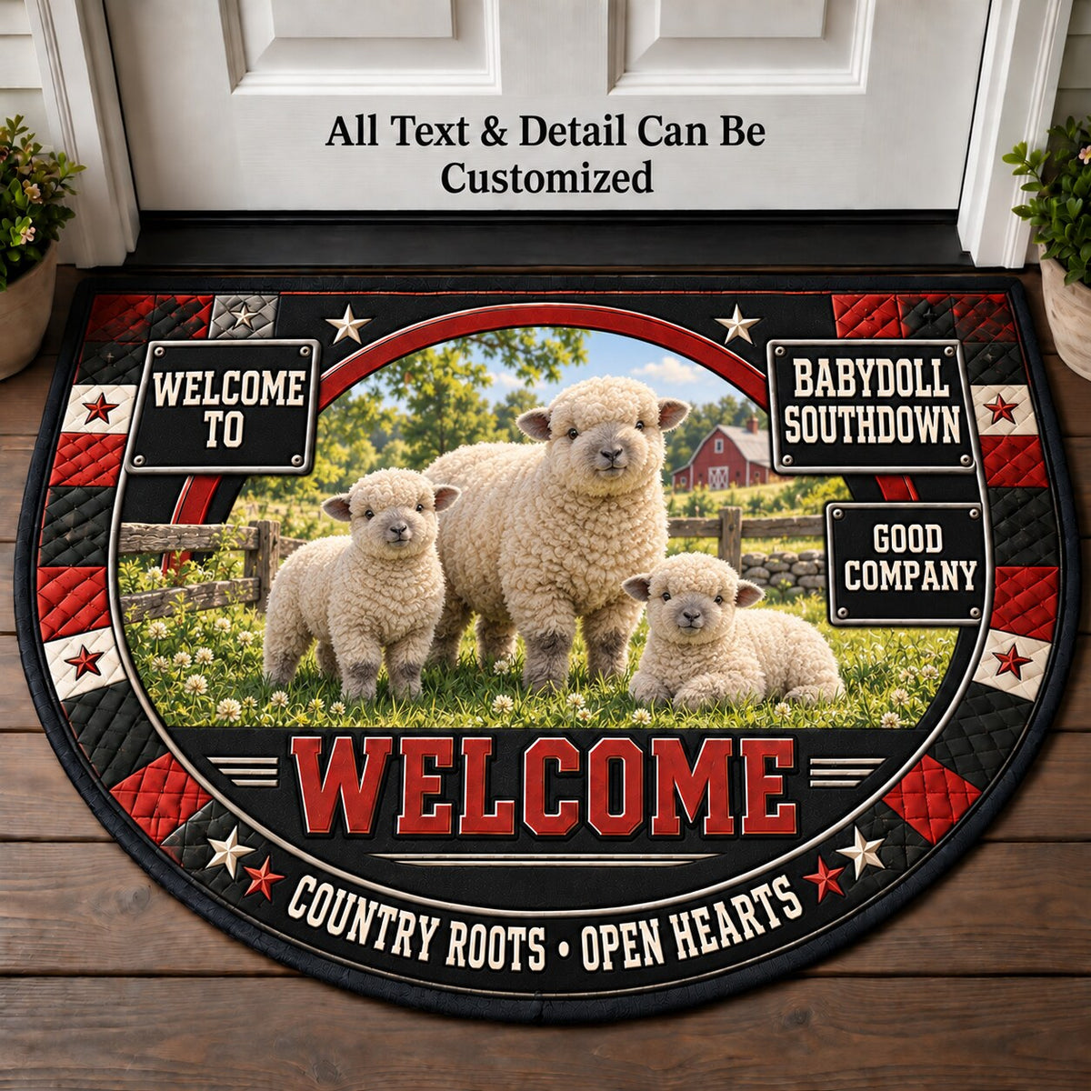 Babydoll Southdown Personalized Half Round Mat | 5To9Vibe