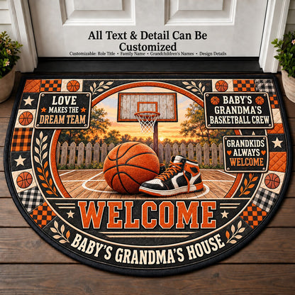 Baby's Grandma's Basketball Crew Personalized Half Round Mat | 5To9Vibe