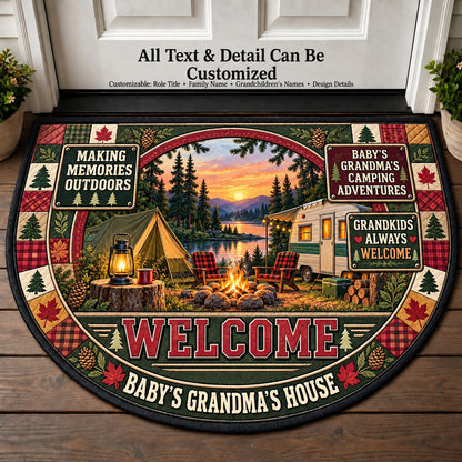 Baby's Grandma's Camping Adventures Personalized Half Round Mat | 5To9Vibe