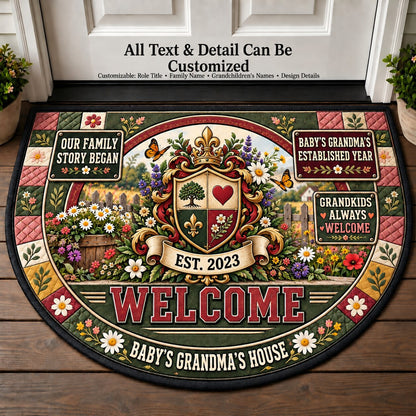 Baby's Grandma's Established Year Personalized Half Round Mat | 5To9Vibe