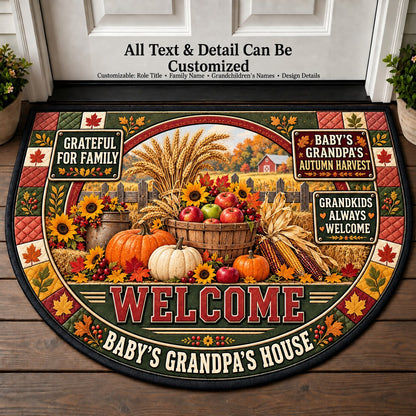 Baby's Grandpa's Autumn Harvest Personalized Half Round Mat | 5To9Vibe
