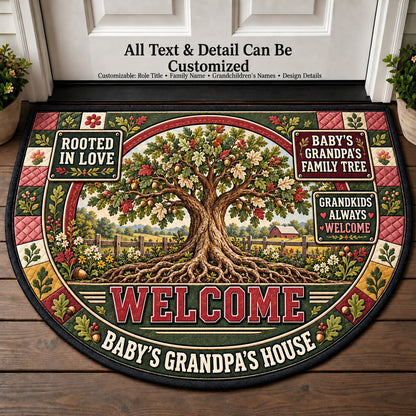 Baby's Grandpa's Family Tree Personalized Half Round Mat | 5To9Vibe