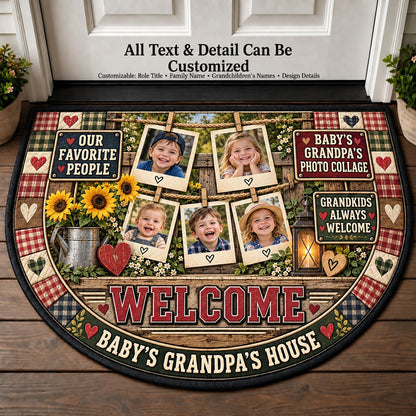 Baby's Grandpa's Photo Collage Personalized Half Round Mat | 5To9Vibe