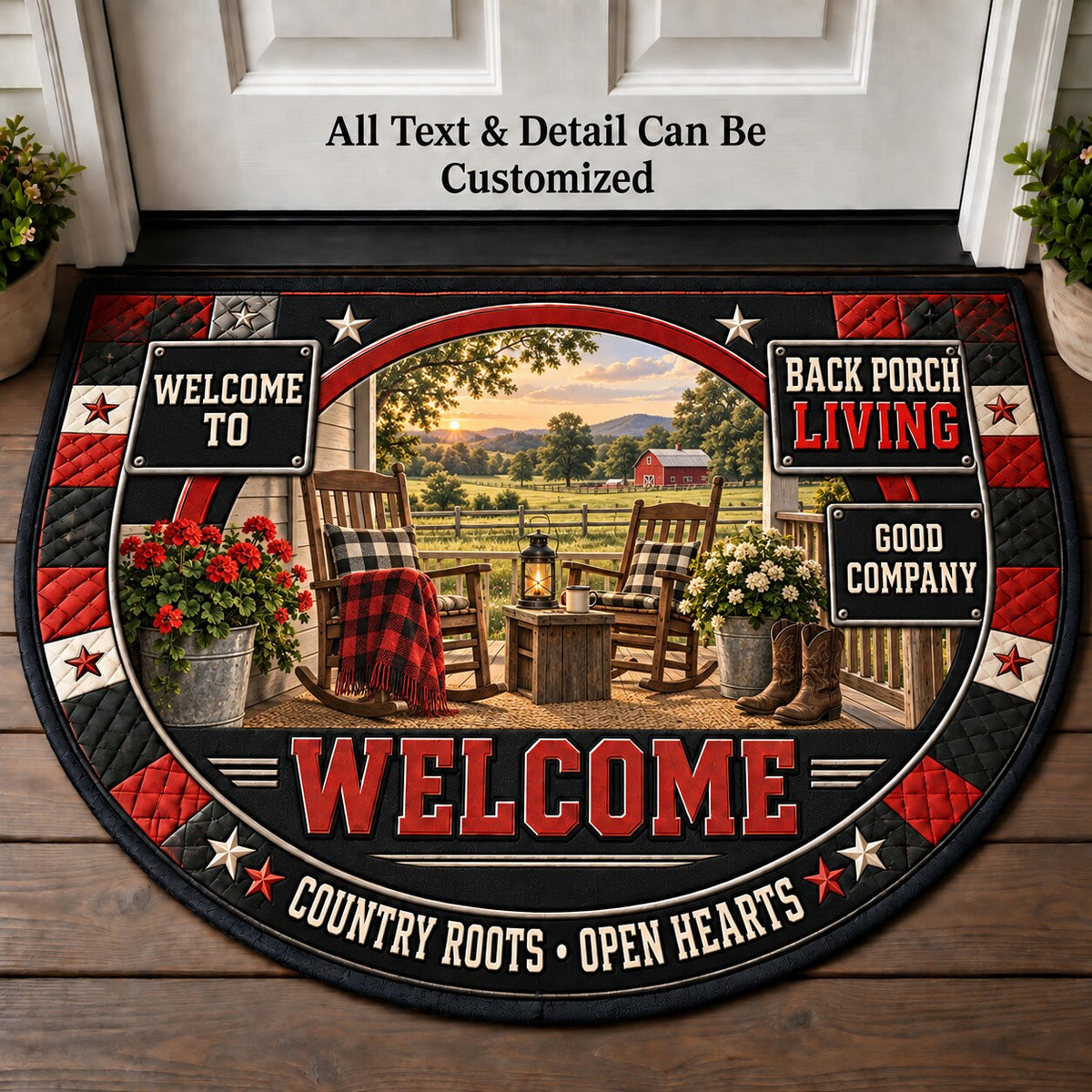 Back Porch Living Personalized Half Round Mat | 5To9Vibe