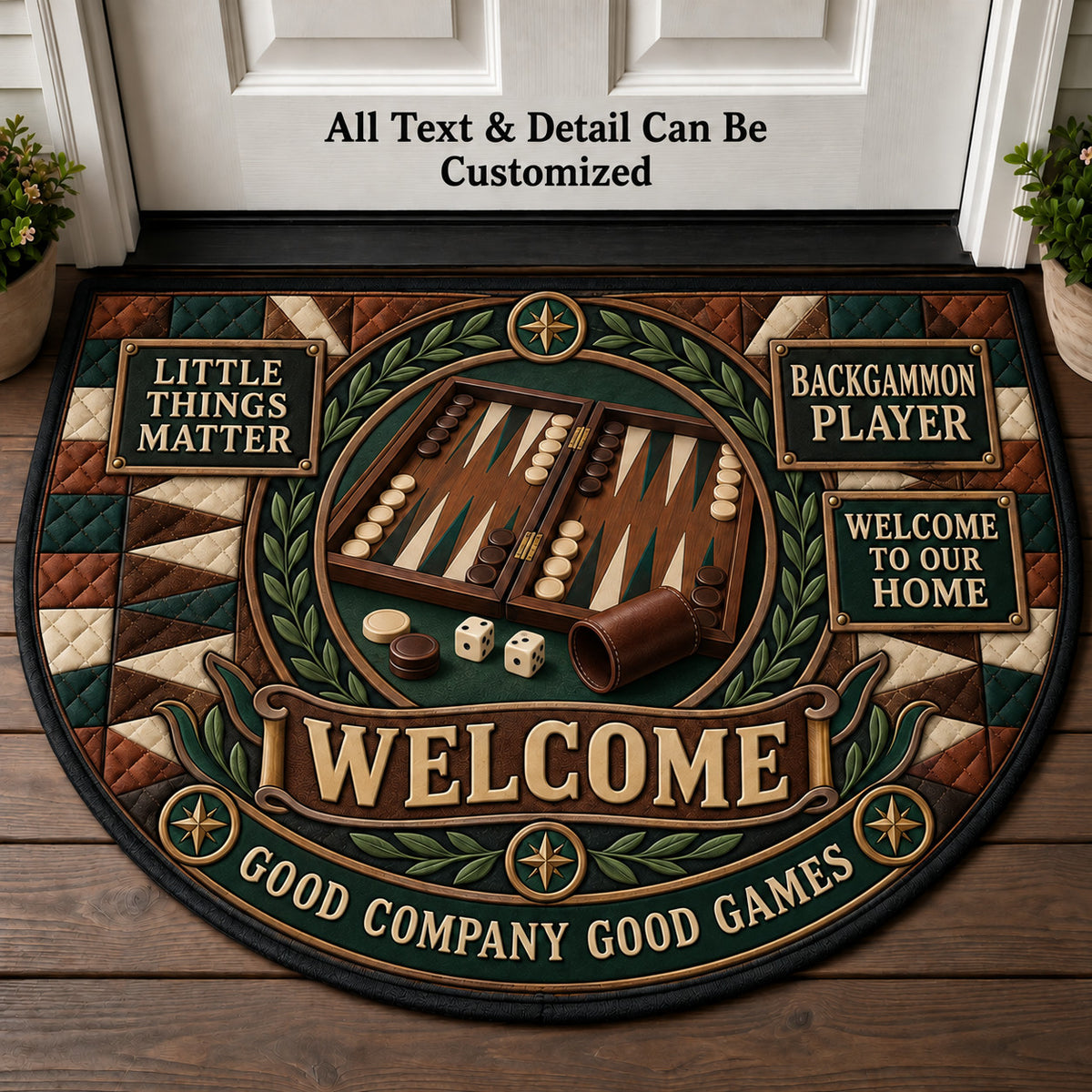 Backgammon Player Personalized Half Round Mat | 5To9Vibe