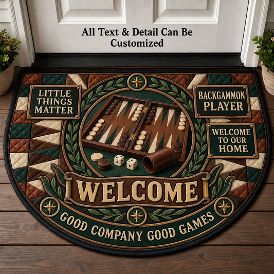 Backgammon Player Personalized Half Round Mat | 5To9Vibe