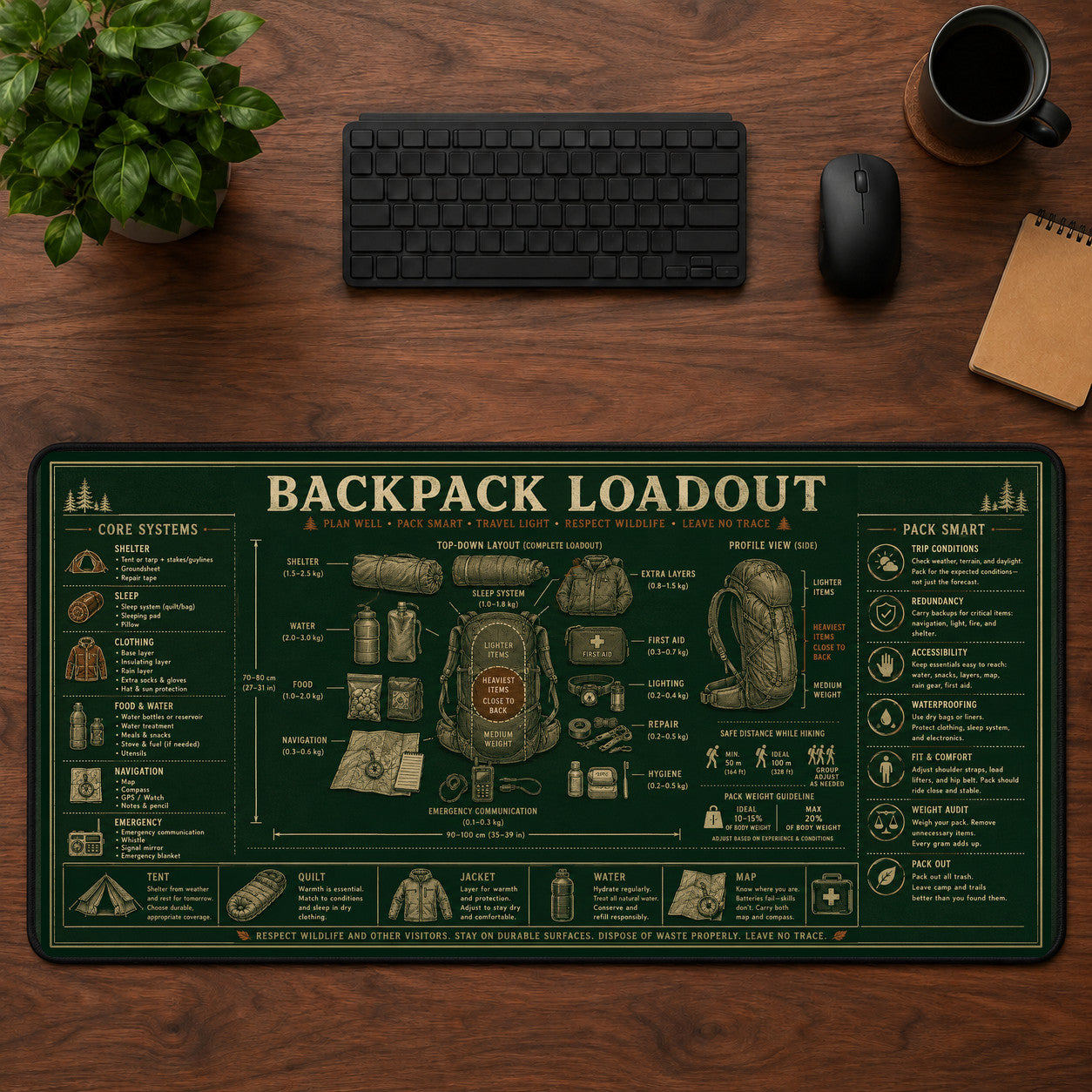 Backpack Loadout Desk Mat Mouse Pad | 5To9Vibe