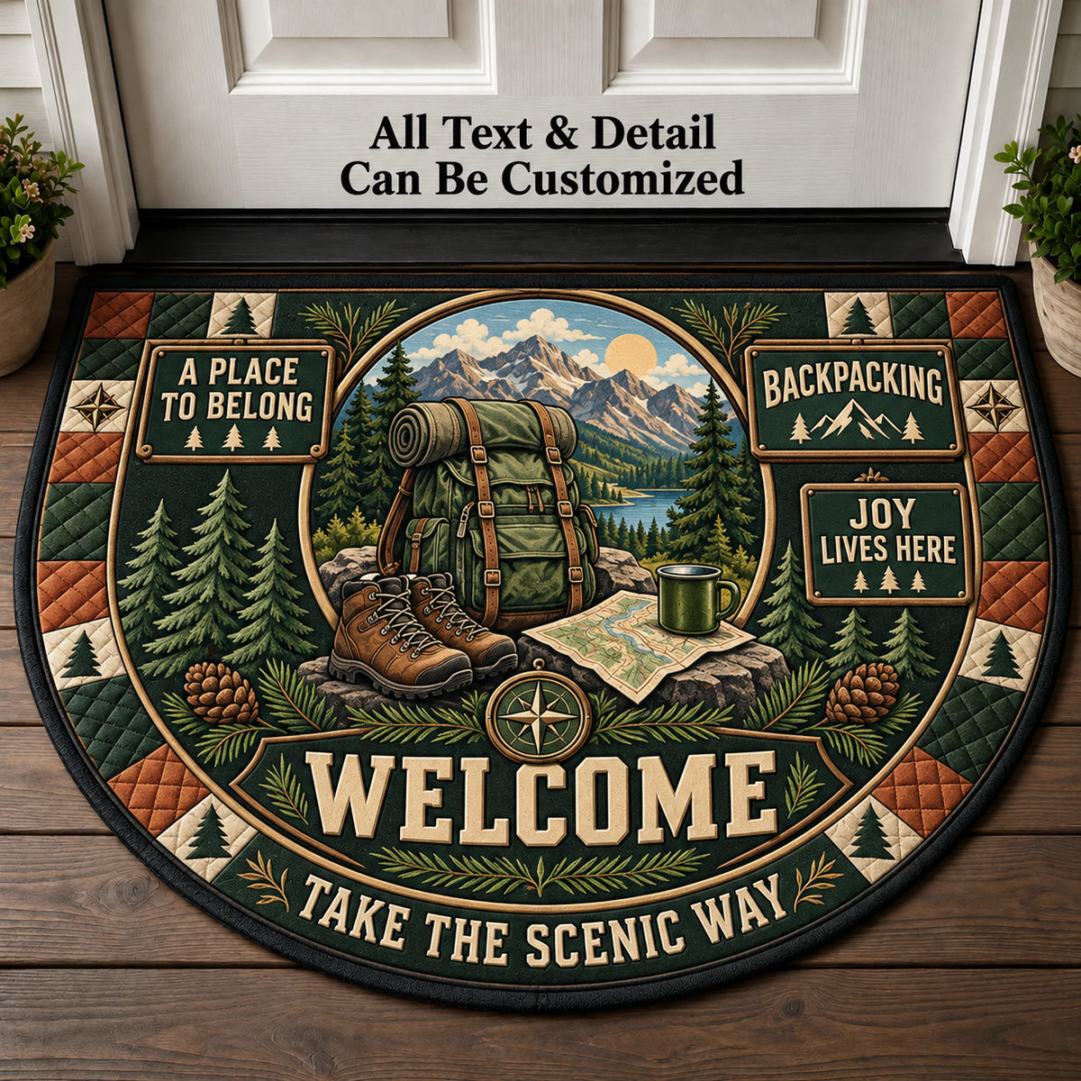 Backpacking Personalized Half Round Mat | 5To9Vibe