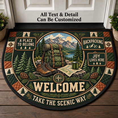 Backpacking Personalized Half Round Mat | 5To9Vibe