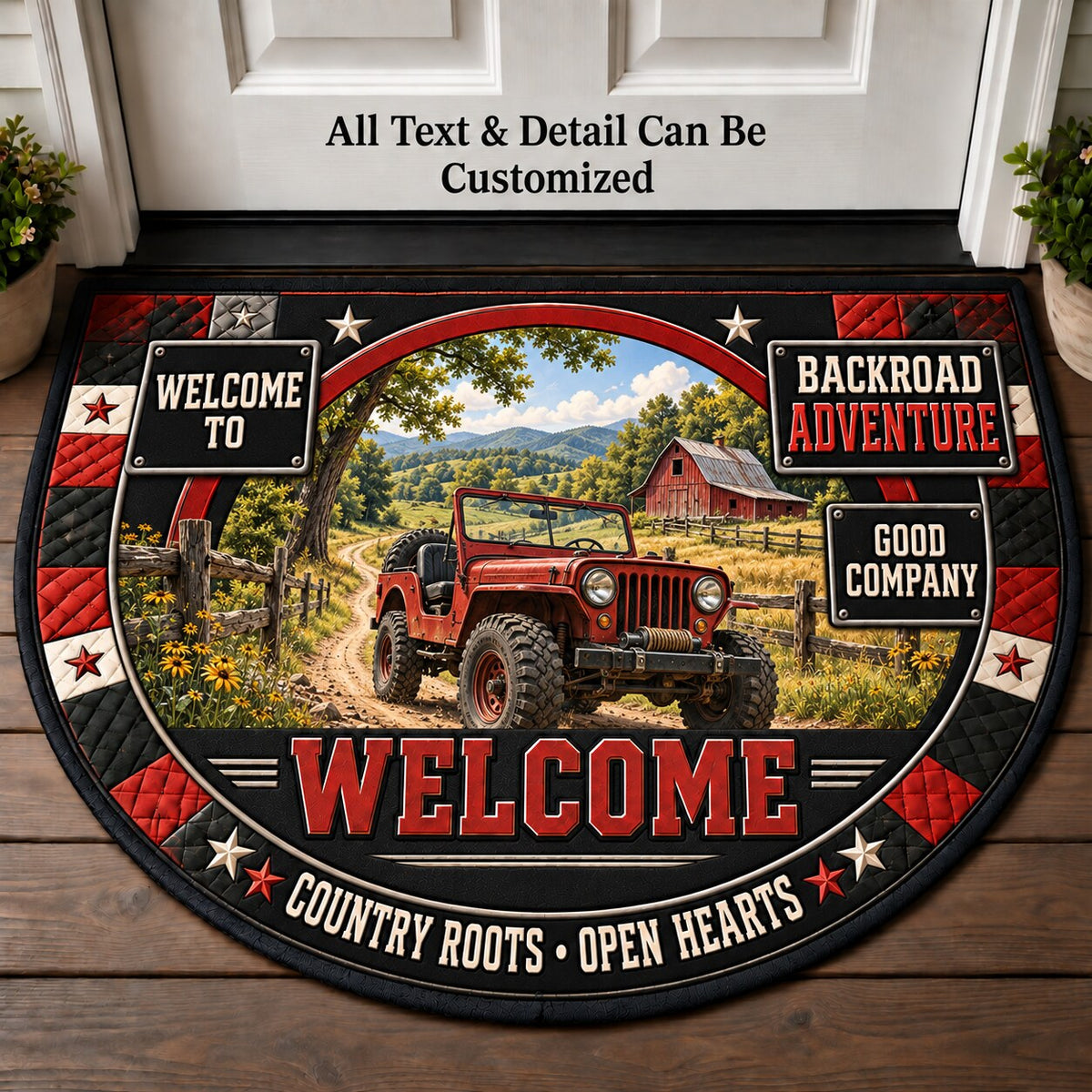 Backroad Adventure Personalized Half Round Mat | 5To9Vibe
