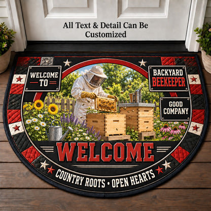 Backyard Beekeeper Personalized Half Round Mat | 5To9Vibe