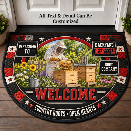 Backyard Beekeeper Personalized Half Round Mat | 5To9Vibe