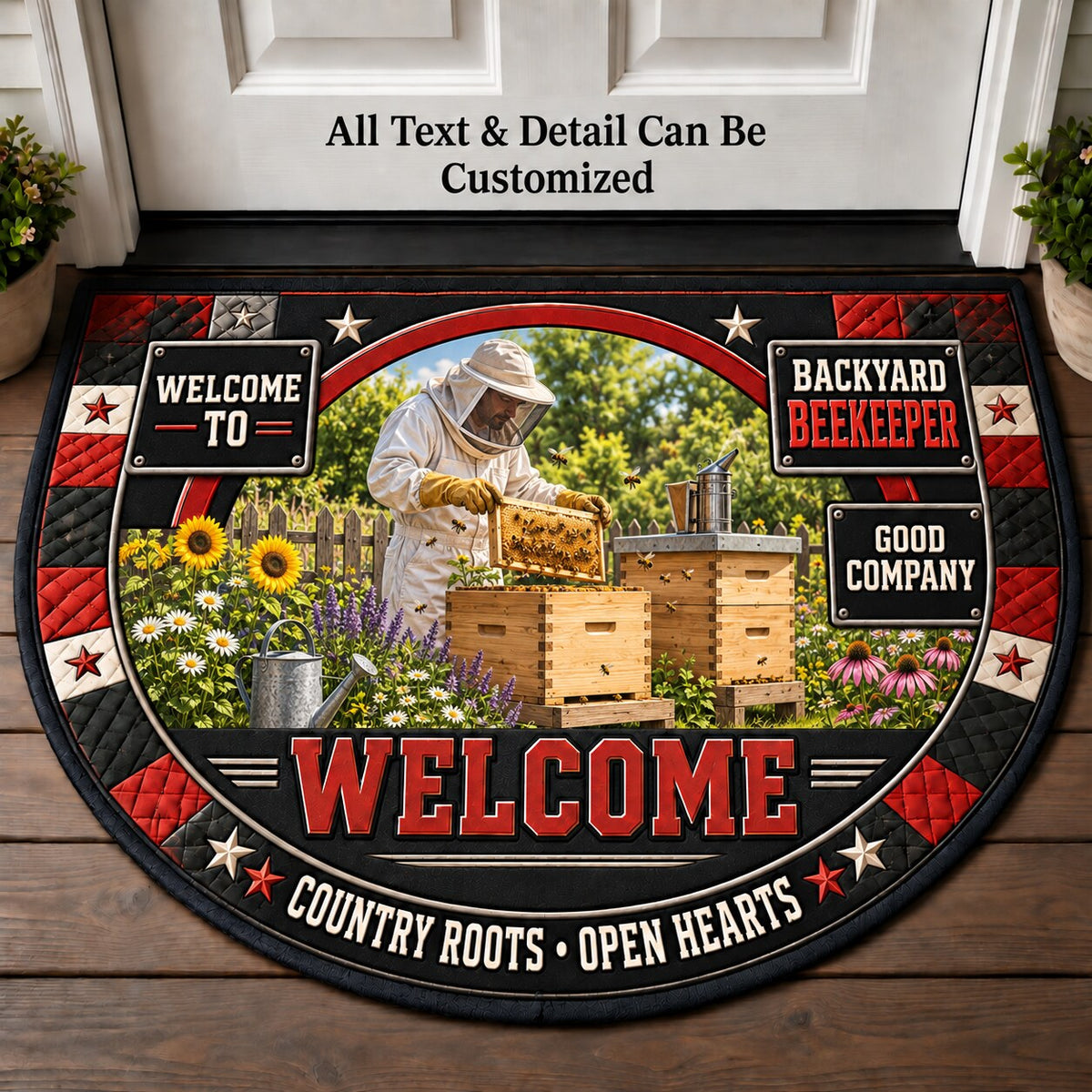 Backyard Beekeeper Personalized Half Round Mat | 5To9Vibe