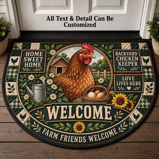 Backyard Chicken Keeper Personalized Half Round Mat | 5To9Vibe