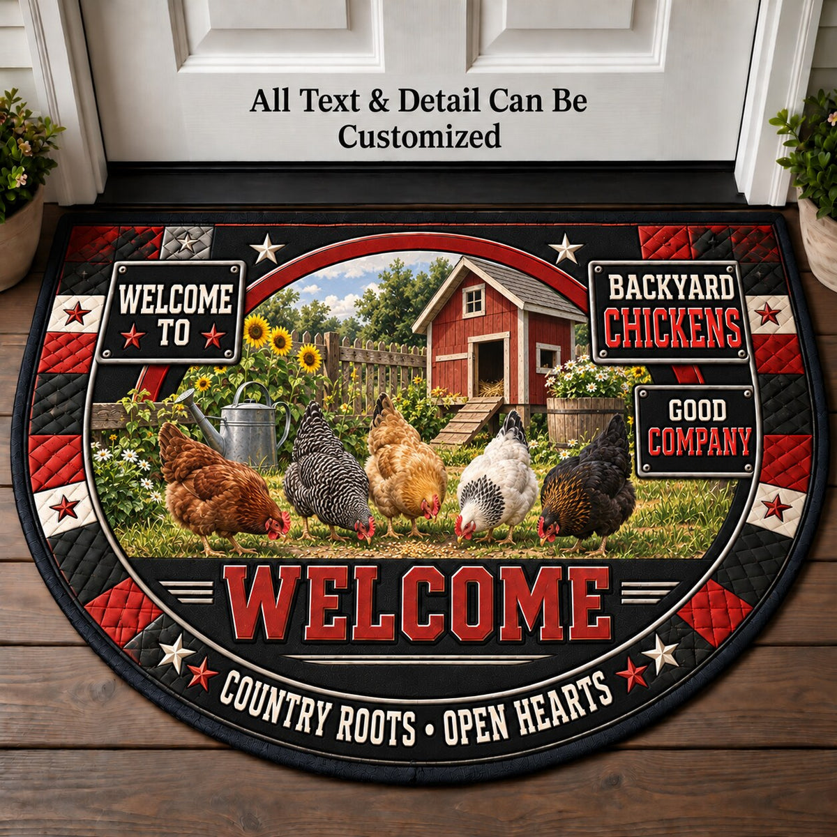 Backyard Chickens Personalized Half Round Mat | 5To9Vibe